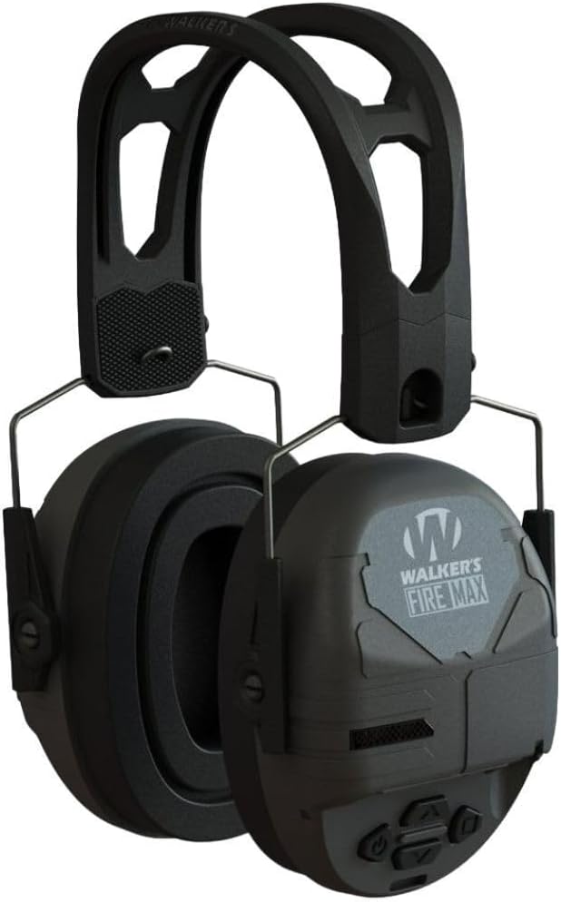 Walker's Rechargeable Lightweight Shooting Hunting Range Electronic Slim Low Profile Hearing Protection FireMax Earmuffs
