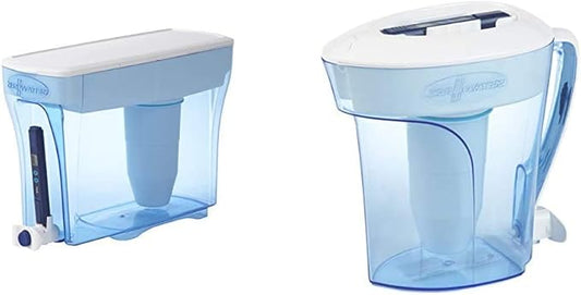 ZeroWater 23-Cup Water Filter Dispenser + 10-Cup Water Filter Pitcher Bundle | Removes 99% TDS