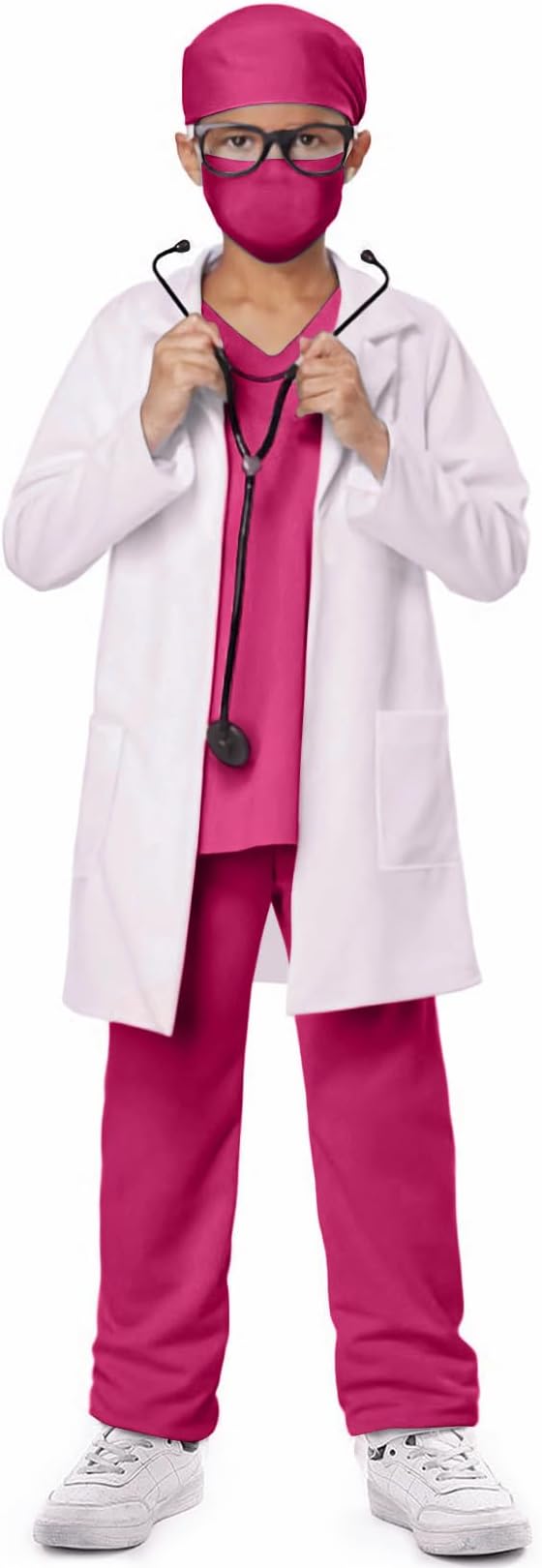 Doctor Costume for Kids Scrubs Pants with Accessories Set Children Party Cosplay 3-12 Years