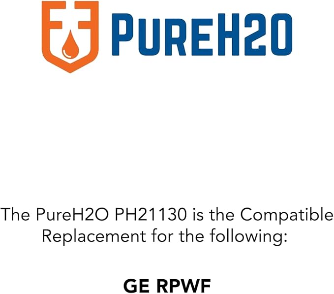 PureH2O PH21130 Compatible Replacement for GE RPWF Carbon Water Filter Cartridge for Fridge Refrigerator Water Dispenser
