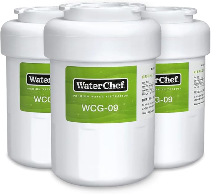 WaterChef Refrigerator Water Filter Cartridge WCG-09 (3-Pack) for GE: MWF, GWF, MWFA, GWFA, GW06, HOTPOINT: HWF, HWFA