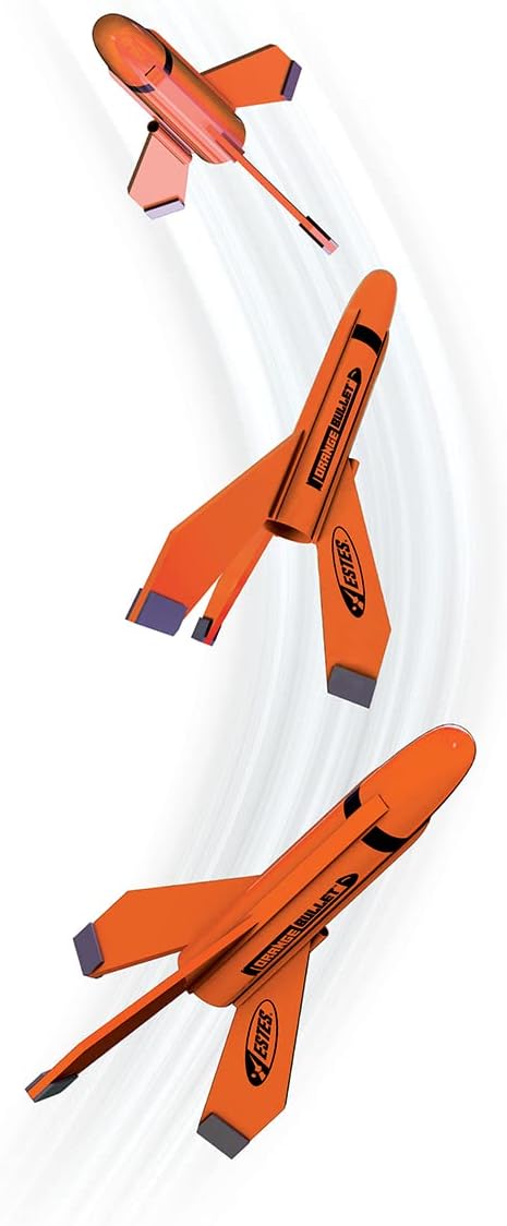 Estes 7295 Orange Bullet Rocket-Building Kit, Intermediate Flying-Rocket-Model Kit for Ages 10+