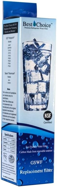Best Choice Water Filters BCF81 Certified NSF42 Refrigerator Replacement Cartridge Compatible With GE GSWF SmartWater, Kenmore 46-9914, 469914, 9914