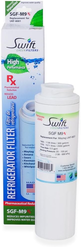 Swift Green Filters SGF-M9 Rx Compatible Refrigerator Water Filter for UKF8001, EFF-6007A, EDR4RXD1, Made in USA (6 Pack)