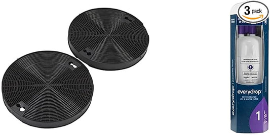 Kitchenaid W10272068 Range Hood Replacement Charcoal Filter (2-Pack) & everydrop by Whirlpool Ice and Water Refrigerator Filter 1, EDR1RXD1, Single-Pack, Purple