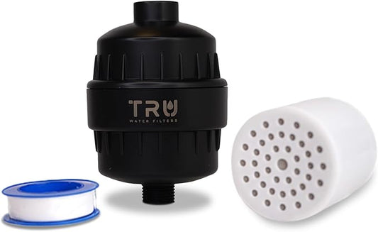 TRU High Output Shower Filter - Reduces Chlorine and other Harmful Sediments. Relieves dry and itchy skin, while Improving the health of your Hair, Skin, and Nails (Black)