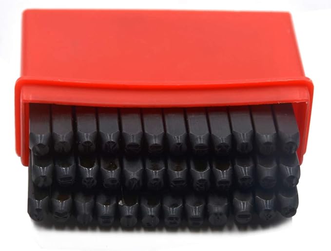 Oudtinx Number and Letter Stamp Set (36 Piece Punch Set/A-Z & 0-9) Hardened Steel for Metal Wood, Leather - 5/32" (4mm)