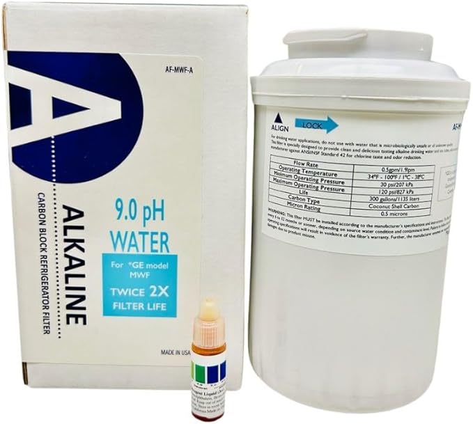 AF-MWF-Alkaline Water Filter Replacement (pH level 9.0) Compatible with GE model MWF (2X life) by THINKALKALINE