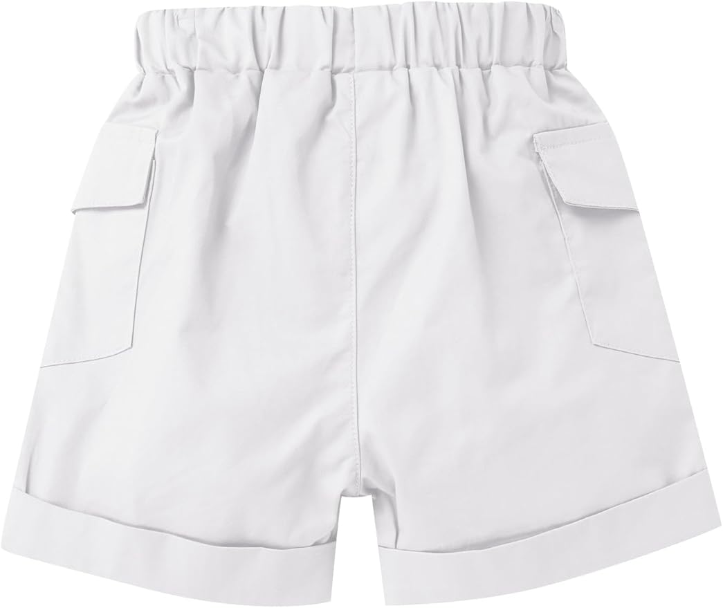ODASDO Baby Boy Jungle Safari 1st Birthday Cake Smash Outfit Button Down Shirt + Shorts + Hat + Bandana + Belt 5pcs Set