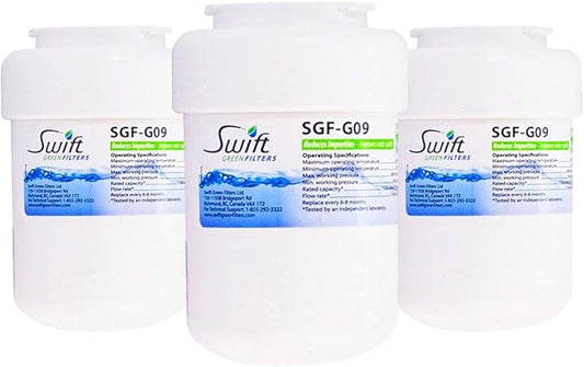 GE replacement water filter MWF, GWF, GWFA Hotpoint HWF, HWFA Amana 12527301 Sears 469991 100% recyclable, and made in U.S.A. and Canada SGF-G9 (Pack of 3)