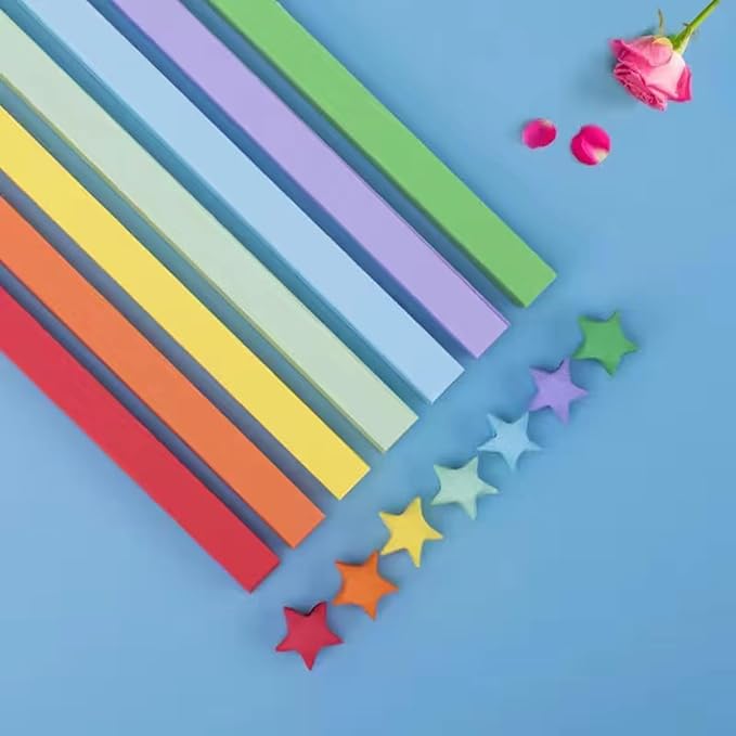 Colorful Star Strip Folding Star Decorative Paper Strip DIY Handicraft 7 Colors (1350 pieces)