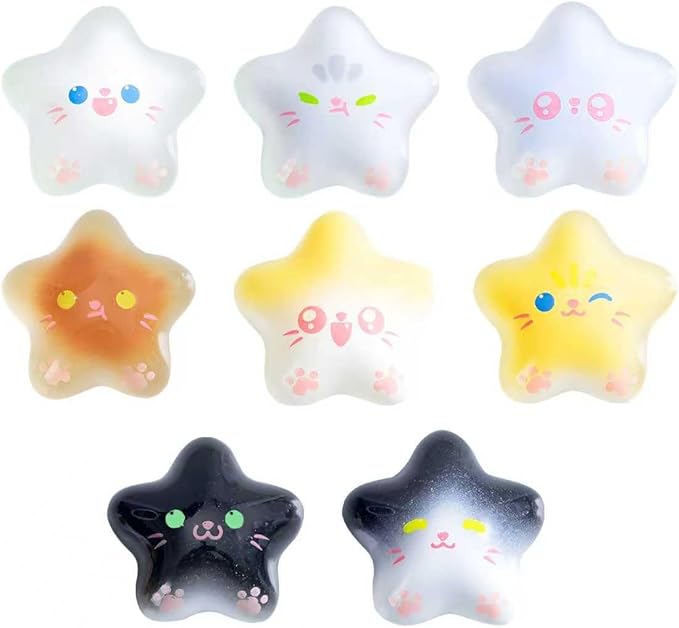 8 Pieces Star Magnets for Fridge Glow in The Dark–Cute Kitten Decorative Fridge Magnets, Strong Hold Luminous Refrigerator Magnet for Kitchen Office Use,Gifts for Cat Lovers