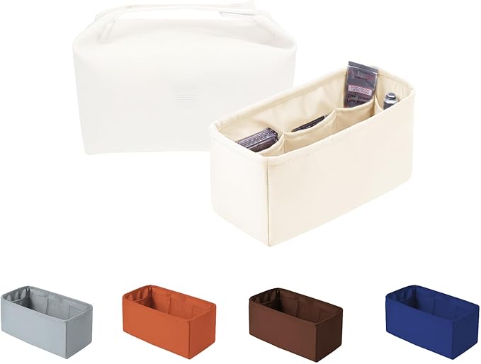 Purse Organizer Insert for Bride A Brac GM, Lightweight & Portable Handbag Organizer, Satin Bag Insert with Practical Pockets, Bag Accessories for Women Luxury Handbags(Craie, GM)