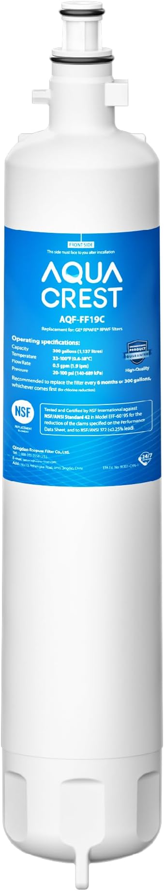 AQUA CREST Replacement for GE® RPWFE, RPWF (with CHIP) Refrigerator Water Filter, Compatible with GYE22HMKES, GYS22GMNES, GYE22HBLTS, DFE28JSKSS, GFE28HMHES, GNE29GYNFS, GFE28GYNFS