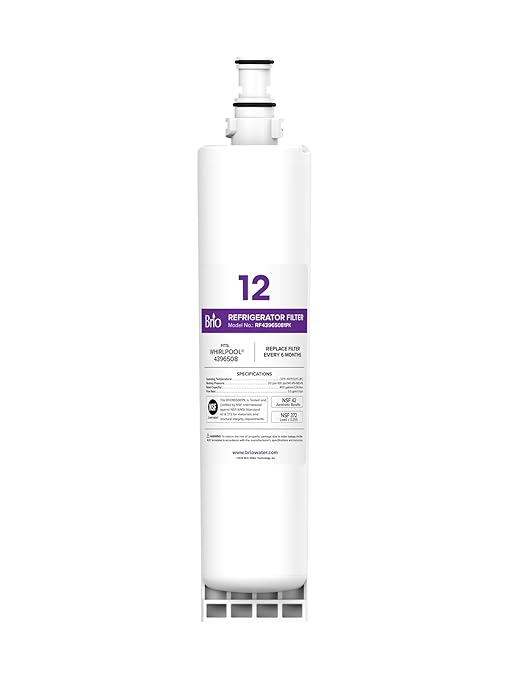 Brio Replacement Refrigerator Filter for Whirlpool 4396508, KitchenAid 4396547 | Significantly reduces unpleasant Tastes, Odors, Chlorine, and VOCs from Fridge Water & Ice | NSF Certified