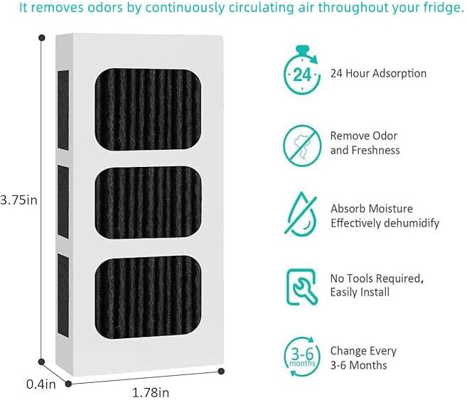 6 PACK Refrigerator Air Filter Replacement for PAULTRA2, Compatible with Frigidaire Pure Air Ultra 2, Pure air Ultra II, Pureair Ultra ii, and Electrolux 242047805, 5303918847, EAP12364179