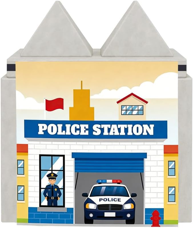 Play Couch Panels – Police Station Theme Foam Modular Sofa Panels with Adjustable， Soft Couch Accessories for Creative Arrangements， 33.5×37in