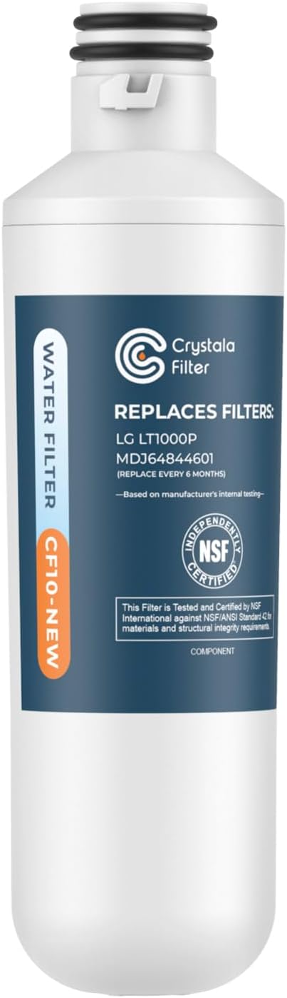 Crystala Filters Water Filter LT1000PC, Water Filter ADQ747935 for LT1000PC/PCS, LT-1000PC, MDJ64844601, IRFDS3006, Kenmore 9980, Pack of 1