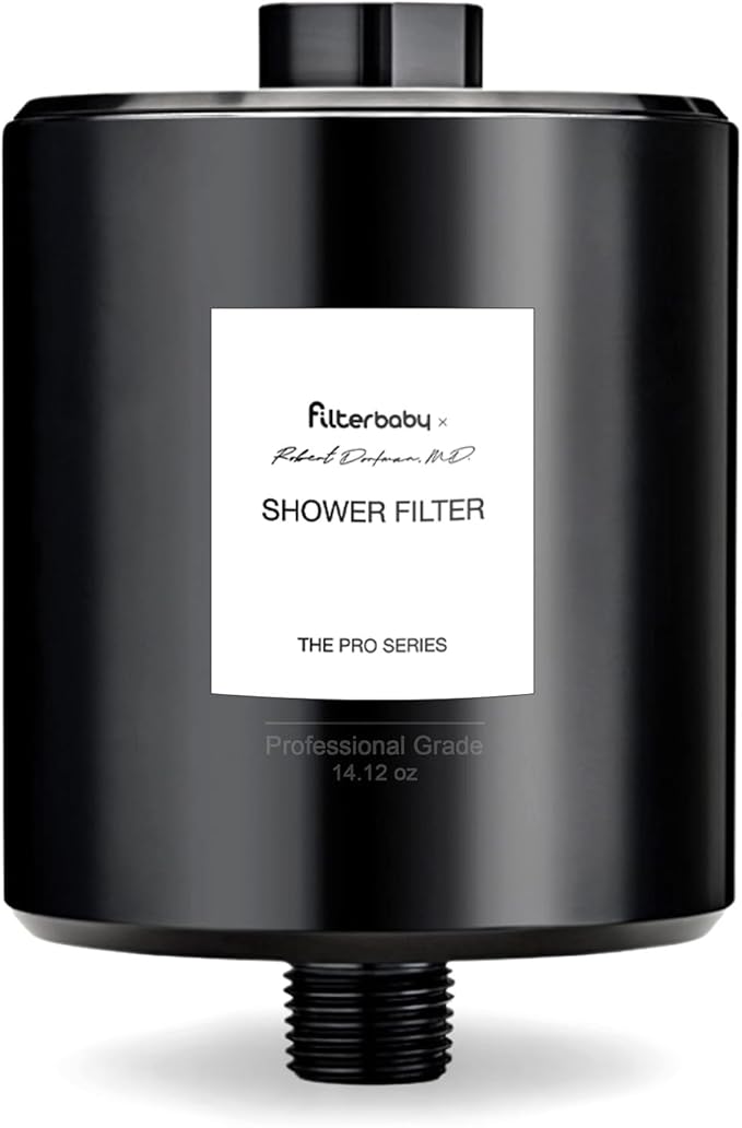 Filterbaby All-Metal Shower Filter Pro - IAPMO Certified to NSF 177 Standard, Doctor Developed, Reduces up to 99% Chlorine/Chloramine/Lead/Certain Heavy Metals, Great Water Pressure,Long Lasting,Black