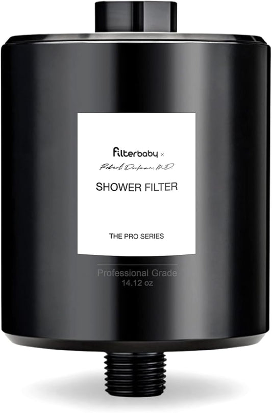 Filterbaby All-Metal Shower Filter Pro - IAPMO Certified to NSF 177 Standard, Doctor Developed, Reduces up to 99% Chlorine/Chloramine/Lead/Certain Heavy Metals, Great Water Pressure,Long Lasting,Black
