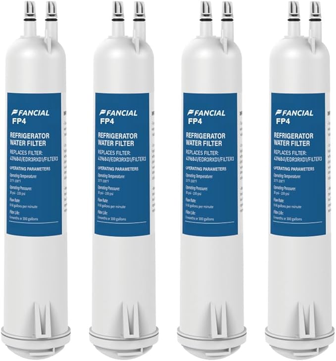 Fancial Refrigerator Water Filters Replacement for EDR3RXD1, Filter 3, 4396841, 4396710, Kenmore 46-9083,Lead-free,BPA-Free materials, 4 Pack
