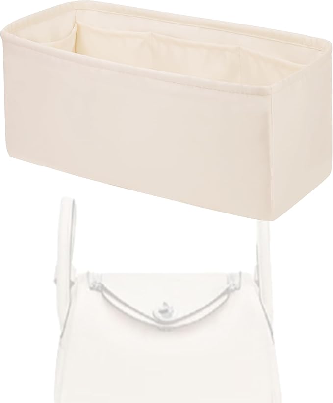 Purse Handbag Silky Organizer Insert Keep Bag Shape Fits Herme Lindy 19/26/30/34 bags, Luxury Handbag Tote Lightweight Sturdy(Craie,LD 19)