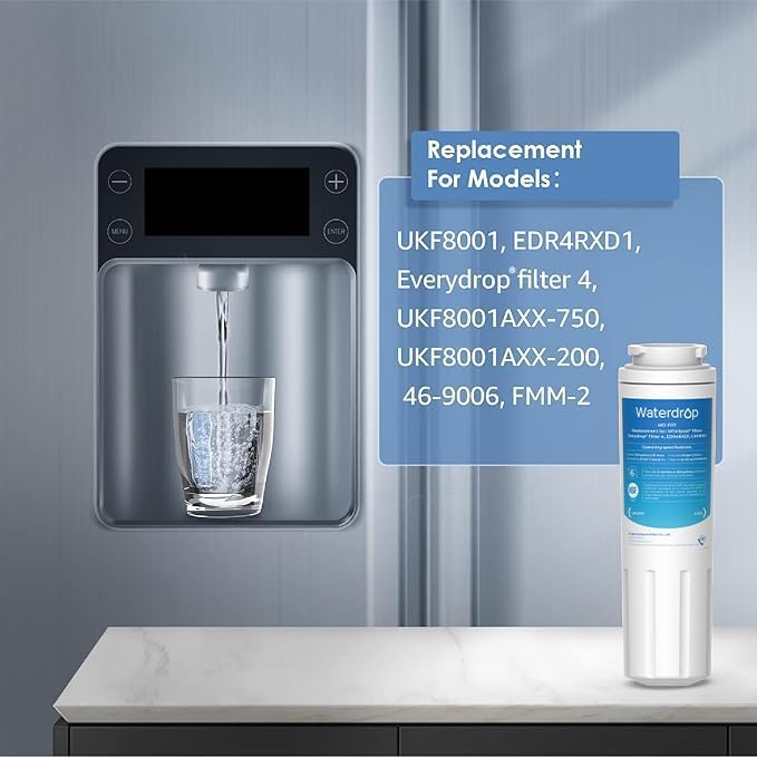 Waterdrop UKF8001 Refrigerator Water Filter 4, Replacement for Whirlpool® EDR4RXD1, EveryDrop® Filter 4, Maytag® UKF8001AXX-750, UKF8001AXX-200, 46-9006, Puriclean II, WD-F07, 3 Filters
