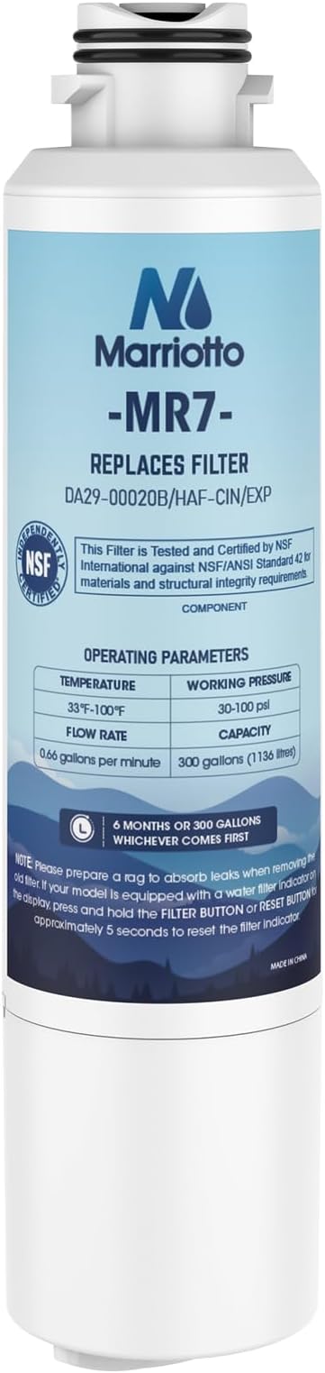MARRIOTTO Compatible with Samsung DA29-00020B Refrigerator Water Filter, DA29-00020B, DA29-00020A, HAF-CIN/EXP, 46-9101 Refrigerator Water Filter, 1 Pack