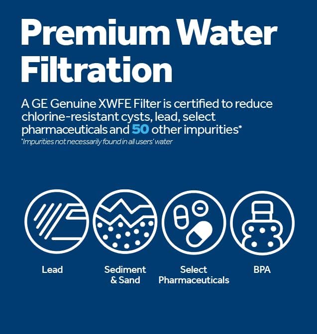 GE XWFE Refrigerator Water Filter | Reduces Lead & 50+ Impurities | Replace Every 6 Months | Pack of 4