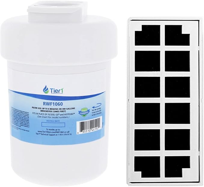 Tier1 Refrigerator Water & Air Filter Combo | Replacement for GE SmartWater MWFP, MWFA, GWF, GWFA, HWF, Kenmore 9991, 46-9991, 469991, WSG-1, WFC1201, ODORFILTER, Fridge Filter