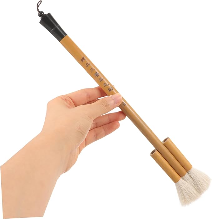3pcs Multi-Function Wool Hair Paint Brush for Wall Painting Comfortable Grip Watercolor Artist Brush for Oil Paint and Decorative Drawing Portable