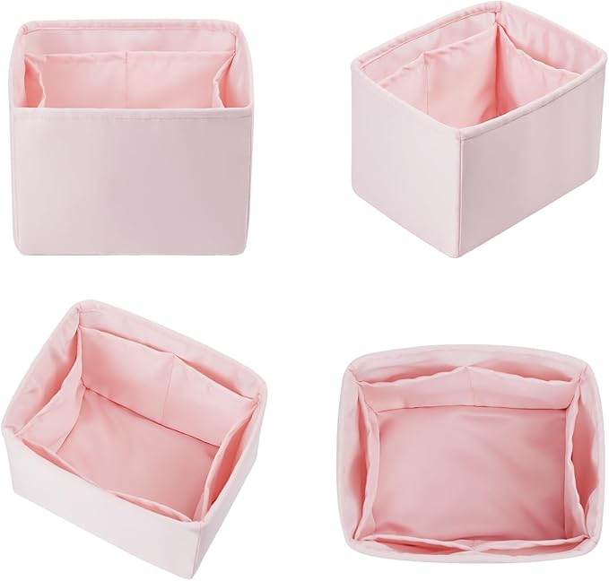 Purse Organizer Insert for Picotin 18/22, Satin Bag Organizer for Picotin Bags, Lightweight Purse Essentials for Women Luxury Handbags, Soft Touch Inner Liner with Multiple Pockets (Pink, PC22)