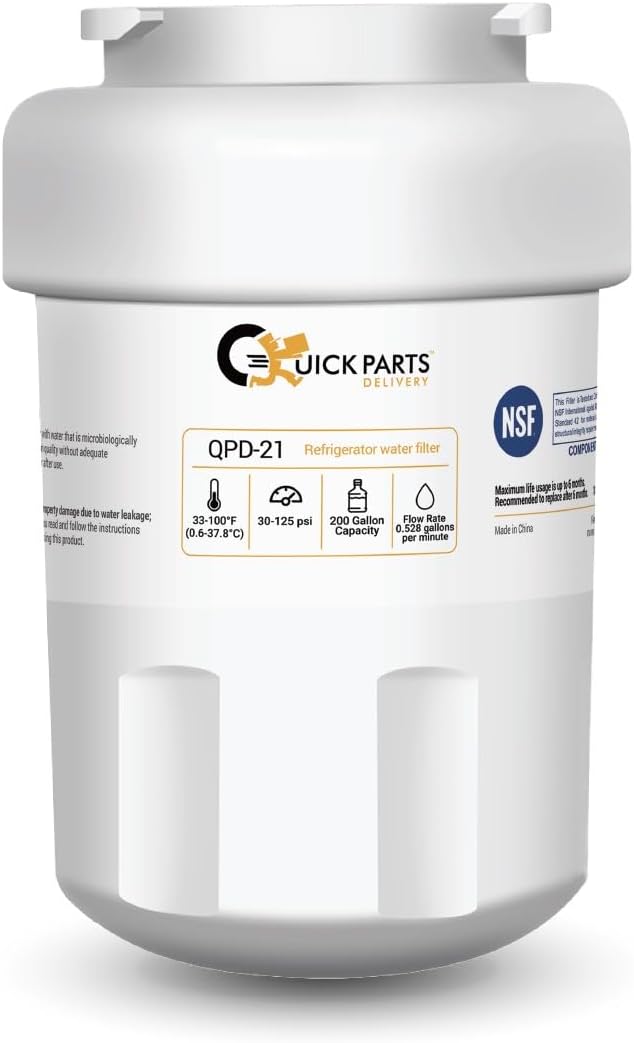 QPD-21 GE MWF Refrigerator Water Filter Replacement – Fits GE Side-by-Side Refrigerator Models DSS25KGREBB, GSH25JFXJWW & GFSS6KKYESS – 1-Pack Coconut Carbon Block Water Filters