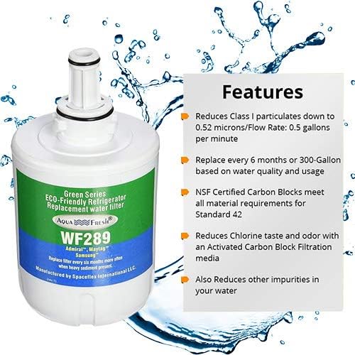 Aqua Fresh WF289 DA29-00003G Refrigerator Water Filter, Replacement for Samsung DA29-00003G, DA29-00003B, DA29-00003A, HAFCU1 (1 Pack)