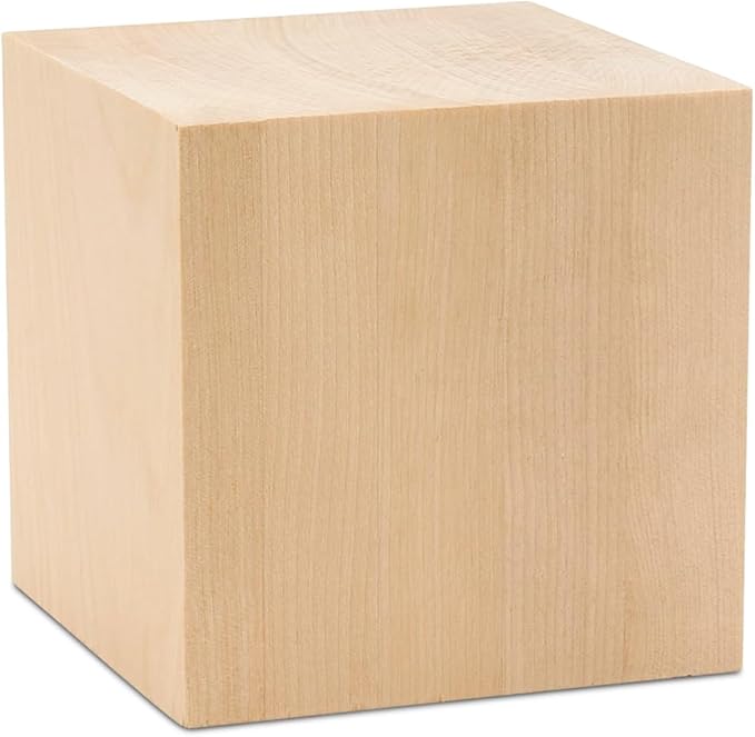 DIY Wood Cubes 6-inch, Pack of 1 Large Blank Wooden Blocks for Crafts, STEM, Building, Monitor Riser, Photo Cube Craft, and Home Decor, by Woodpeckers