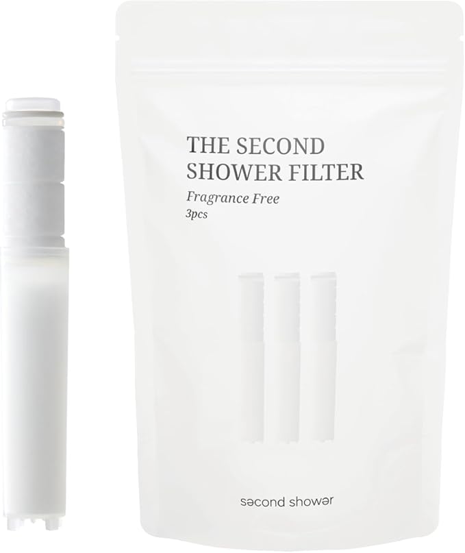 SecondShower Clinically Proven Filter for Skin Health, Removes 99% of Chlorine & Chloramine, NSF Certified Filtration for Hard Water, Eco Friendly Natural Vitamin C Shower Filter (3 Pack)