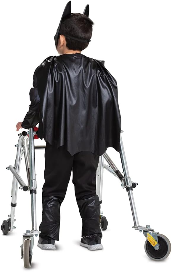 Batman Costume for Kids, Official Adaptive Batman Dress Up Outfit with Accessibility Features, Classic Size Small (4-6x) Multicolored