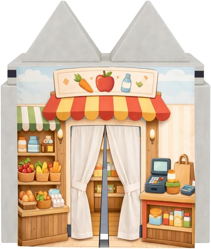 Foam Play Couch Panels - Farmers Market Shop Theme,Soft Sofa Accessories,Modular Play Panels,Grocery Store Design Cover,33.5x37 Inches