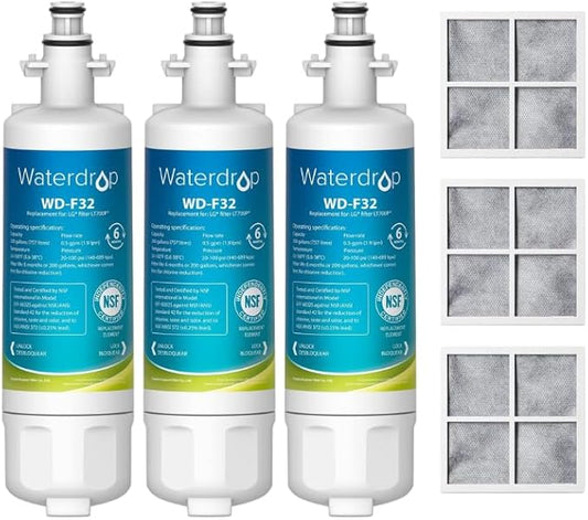 Waterdrop ADQ36006101 Replacement for LG® LT700P® Refrigerator Water Filter and Replacement for LG® LT120F® Refrigerator Air Filter, 3 Combo