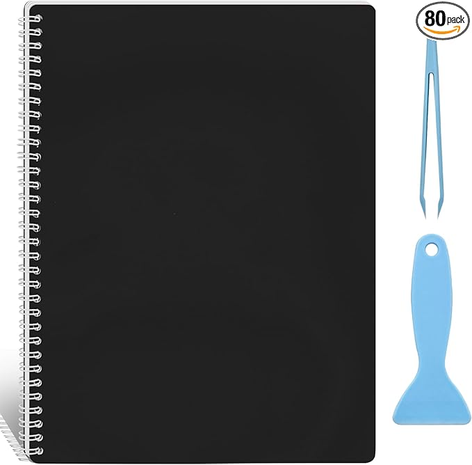 Large Reusable Sticker Book Collecting Album 8.5×11 Inch Sticker Collection Storage Book with 40 Sheets Blank Release Paper, Restickable Stickers Organizer Notebook with Tools (Black)