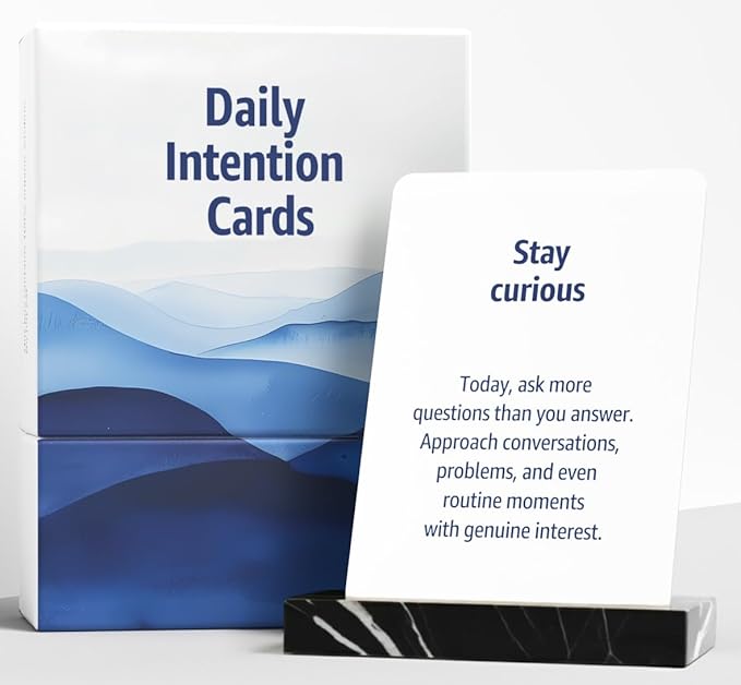 Daily Intention Cards - 80 Mindful Prompts to Pause, Reset & Find Calm | Pick One Morning Card, Reflect at Night | Desk Companion for Journaling, Meditation & Anxiety Relief | Self-Care Gift Deck