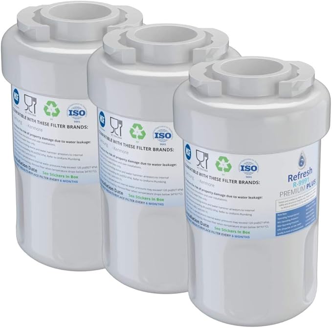 Refresh Premium Replacement Refrigerator Water Filter Compatible with GE Smartwater MWF GWF, MWFP, MWFA and Kenmore 46-9991, 469991, 9991 Refrigerator Water Filter
