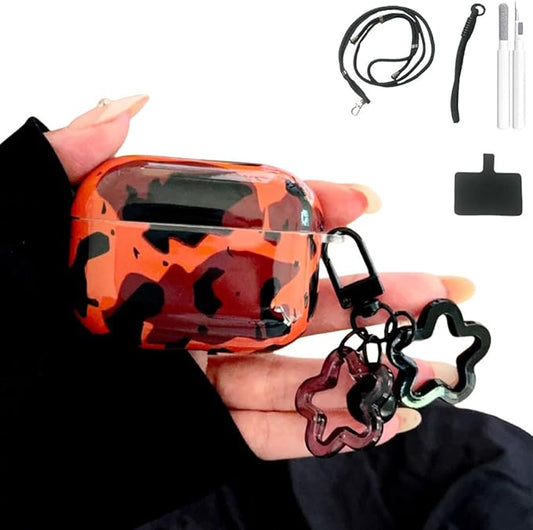 Compatible with AirPods Pro 1st/2nd Generation Case (2019/2022/2023) - Cute Brown Leopard Silicone Cover with Adjustable Neck Strap, Shockproof Keychain for Travel, Women & Men,Girl
