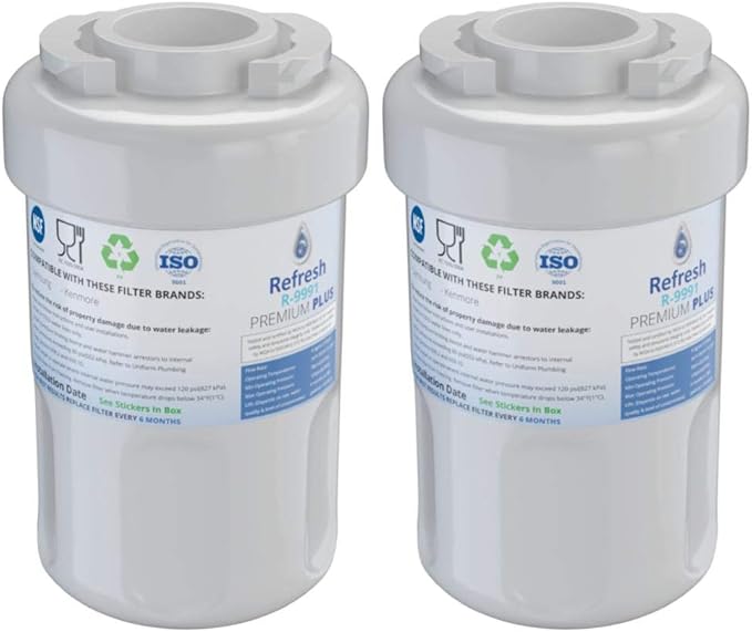 Refresh Premium Replacement Refrigerator Water Filter Compatible with GE Smartwater MWF GWF, MWFP, MWFA and Kenmore 46-9991, 469991, 9991 Refrigerator Water Filter (2 Pack)