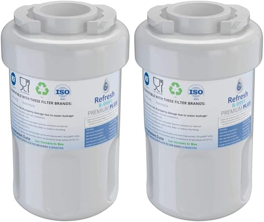 Refresh Premium Replacement Refrigerator Water Filter Compatible with GE Smartwater MWF GWF, MWFP, MWFA and Kenmore 46-9991, 469991, 9991 Refrigerator Water Filter (2 Pack)