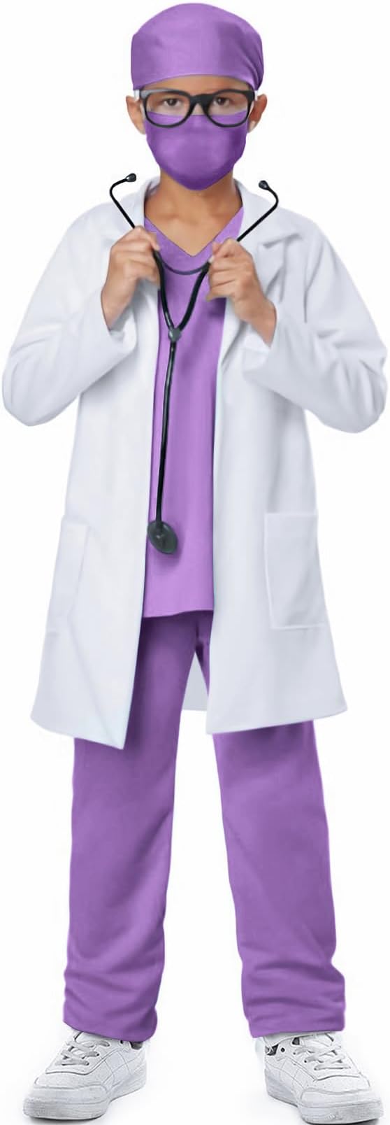 Doctor Costume for Kids Scrubs Pants with Accessories Set Children Party Cosplay 3-12 Years