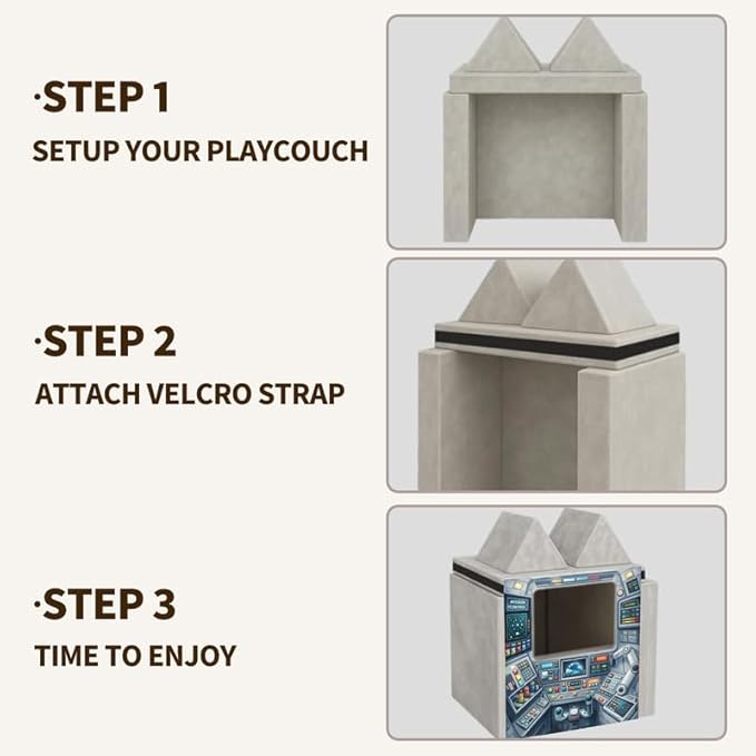 Foam Play Couch Panels - Astronaut Mission Control Theme,Soft Sofa Accessories,Modular Space Exploration Play Panels,33.5x37 Inches