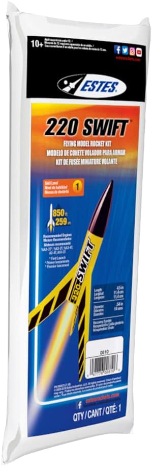 Estes 0810 220 Swift Rocket-Building Kit, Intermediate Flying-Rocket-Model Kit for Ages 10+