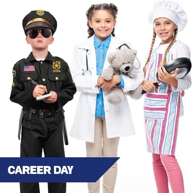 Kangaroo Police Costume for Kids – 12 Pc Black Cop Outfit with Hat, Badge, Handcuffs, Holster & More