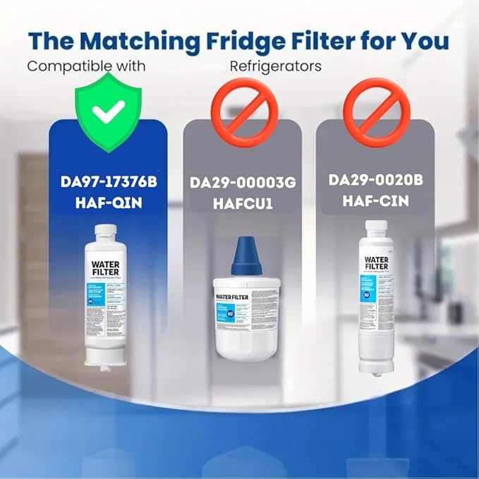 HAF-QIN/EXP DA97 Water Filter Replacement – Compatible with DA97-17376B – Carbon Block 99% Contaminant Reduction – Fresh Water & Ice – 12 Month Life 2 PACK